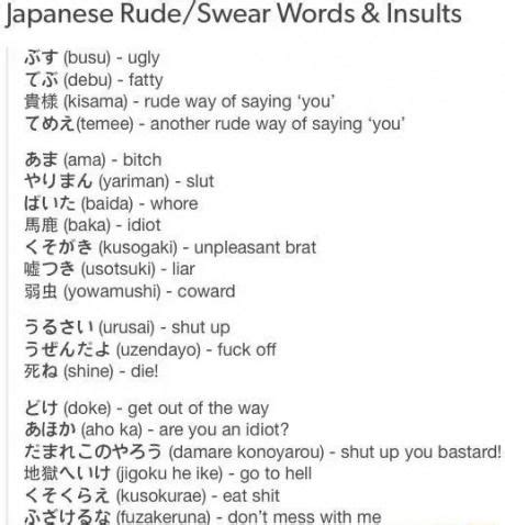 fuck in japanese|A few insults in Japanese